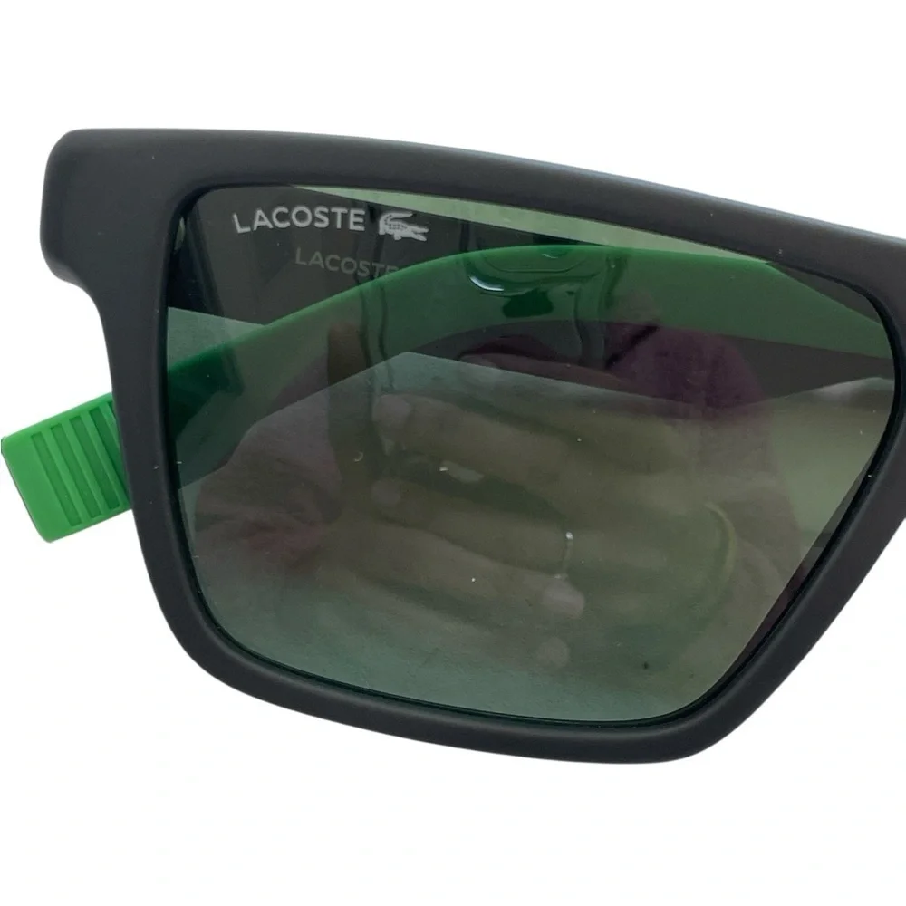 Lacoste Sunglasses in Matte Black Frame and Green Highlights